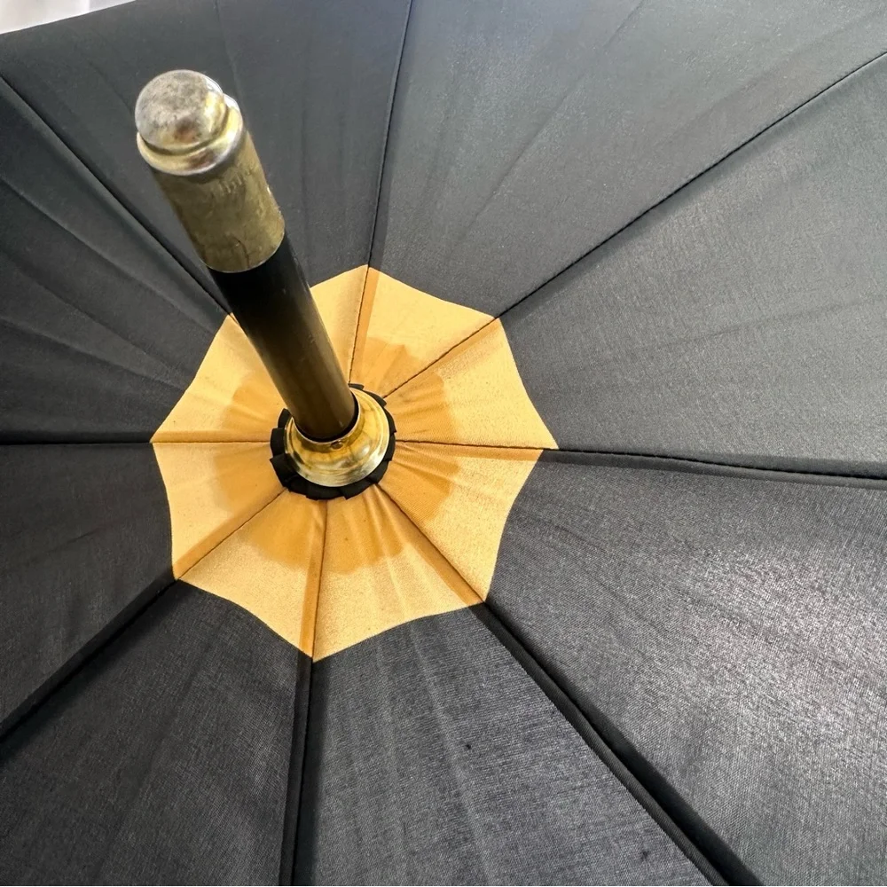 Fendi Parfumes Gold & Black Vintage Large Rain Umbrella - Picture 17 of 17